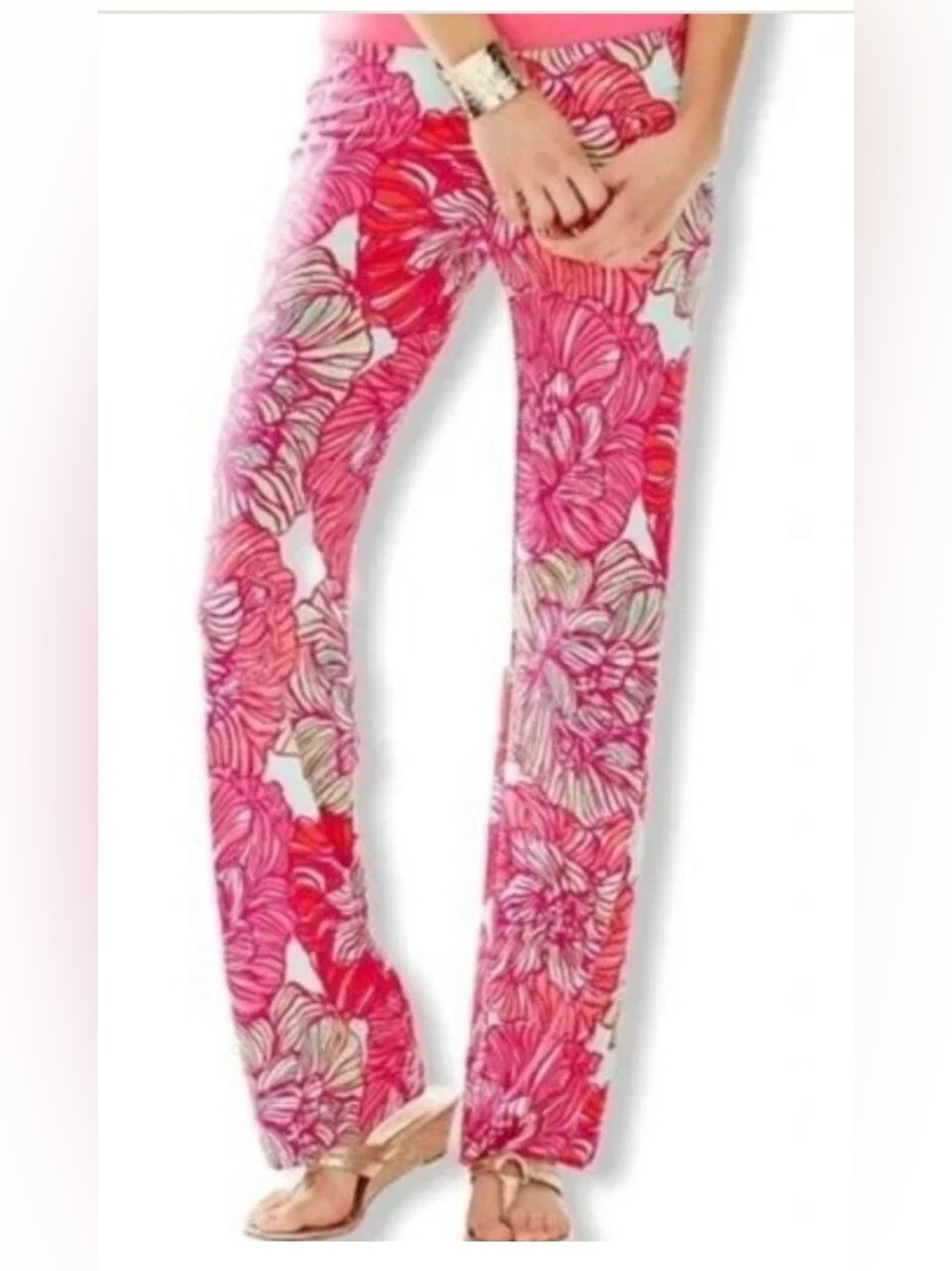 Lilly Pulitzer Georgia May 32" Palazzo Pants “Worth It" Print, size XS